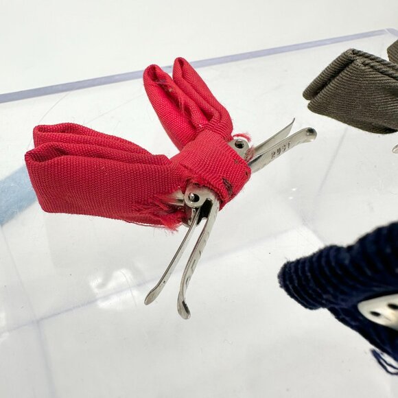 Vintage Royal Rust Resistant Clip On Bow Ties Corduroy Preppy Navy Blue Red Gray - Picture 10 of 13